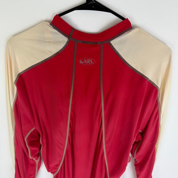 NRS Mens Rashguard Hydrosilk LS UV Protection Red/Beige Long Sleeve Shirt Medium - Picture 5 of 13